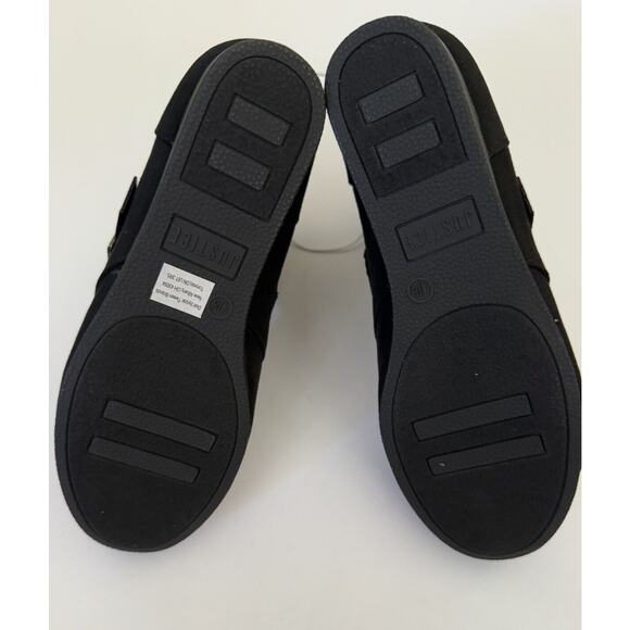 Justice Black Silver Buckle Wedge Booties Zip Up Girls’ Ankle Boots Shoes Size 4 - Picture 8 of 8